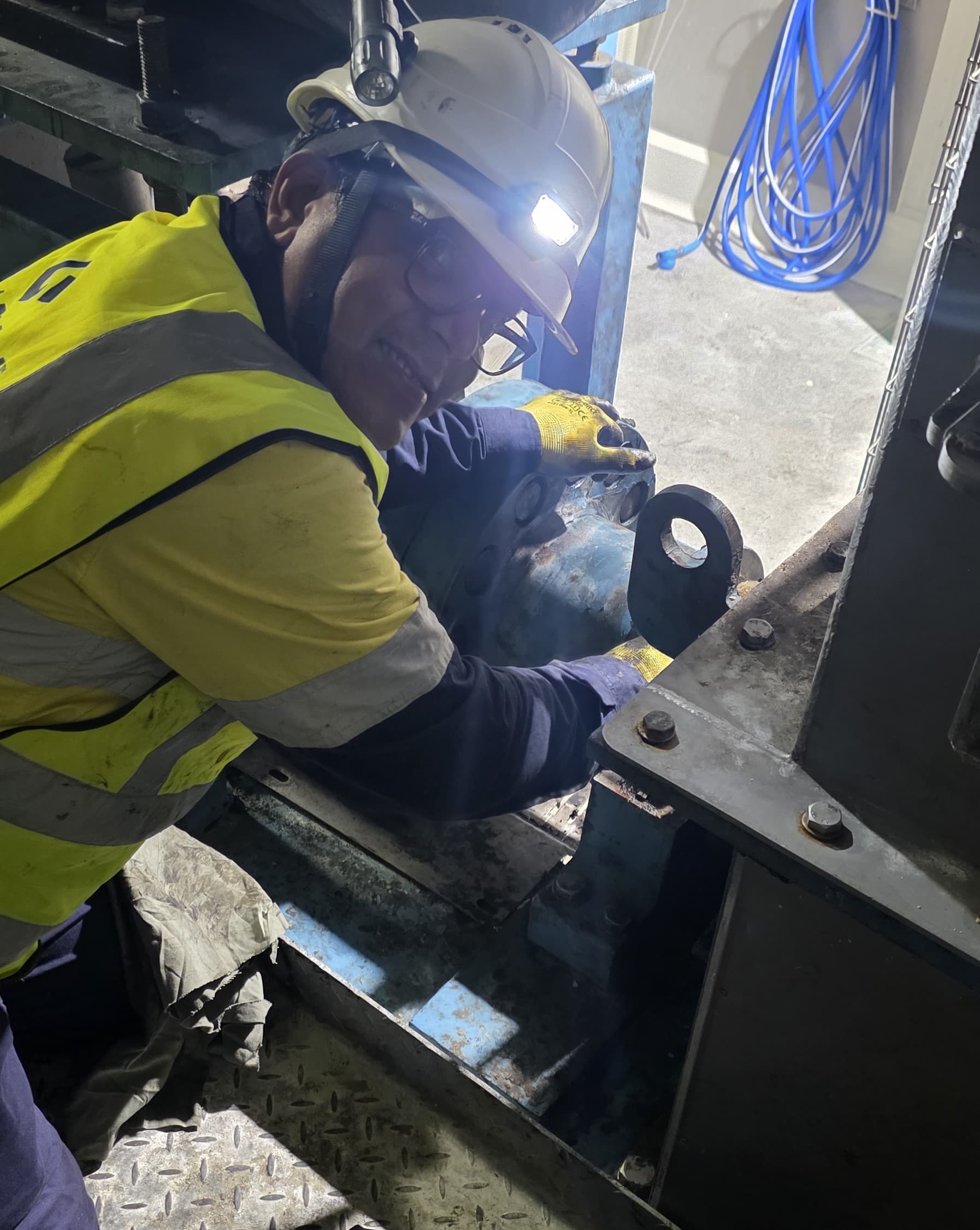 Close-up of a preventive equipment inspection